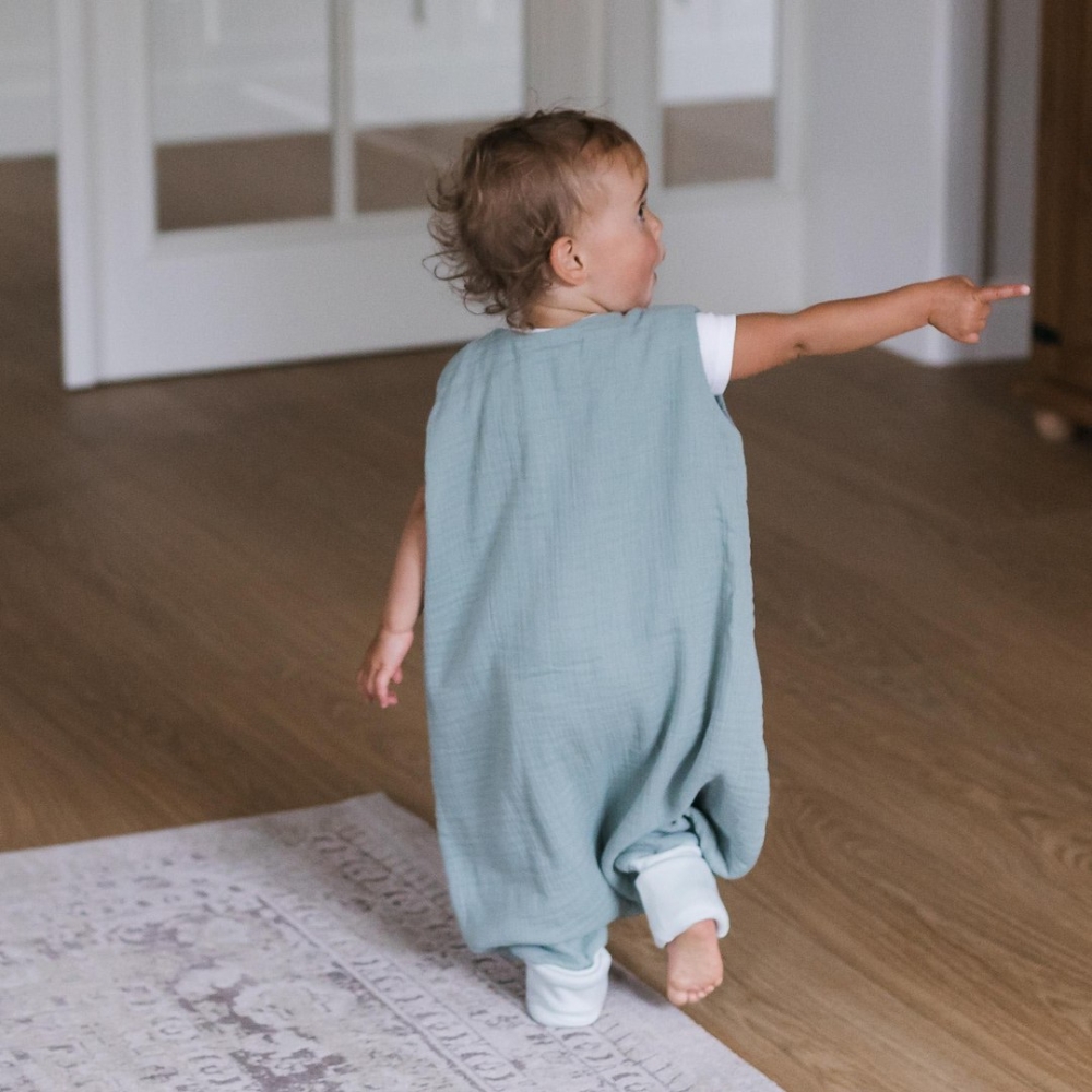 Miegmaišis su kojomis iš muslino, 0,5 TOG, „Malaga“, 1–2 m., mėtų spalvos